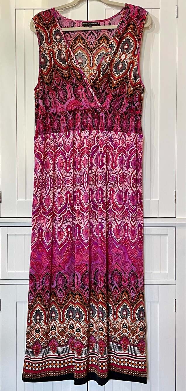 Mlle Gabrielle Sleeveless Paisley Print Maxi Dress Size 2X